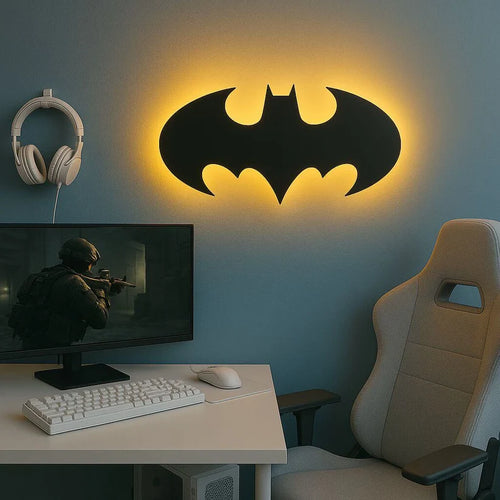 3D Gotham Batman Silhouette Wall Lamp – Modern Ambient Bedroom Light | Battery Operated, No Wires