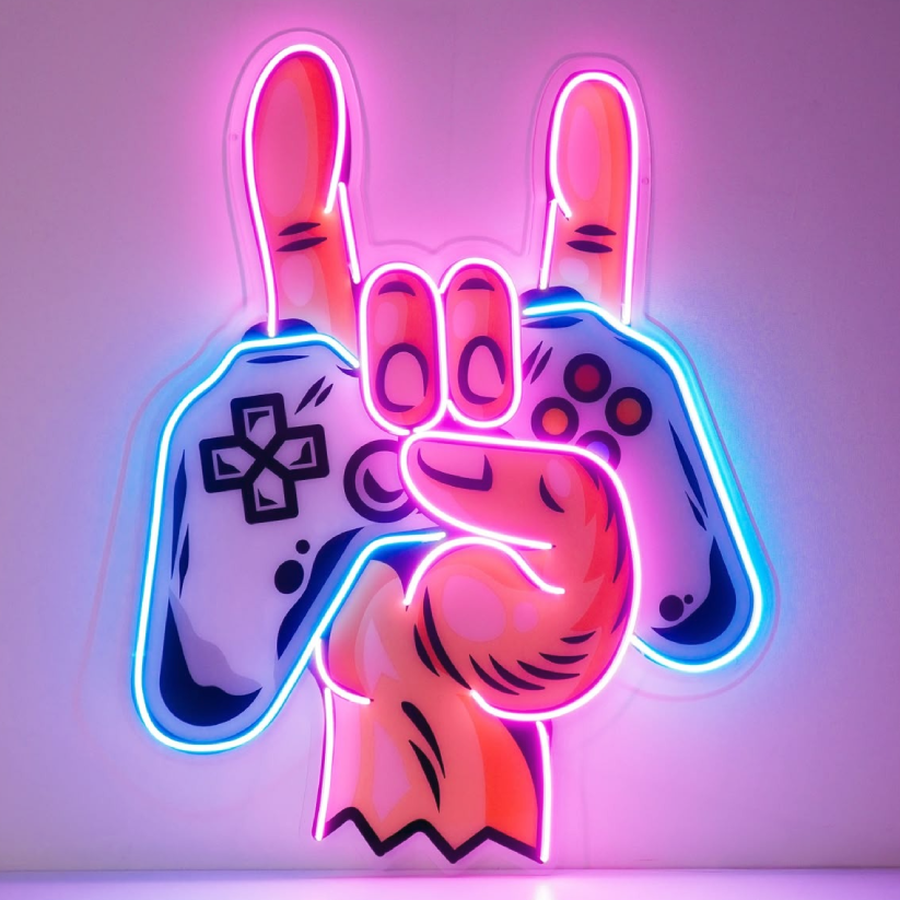 Neon Art for PC Setup, Gaming Den, & Teen Room 1.5 by 2 ft size