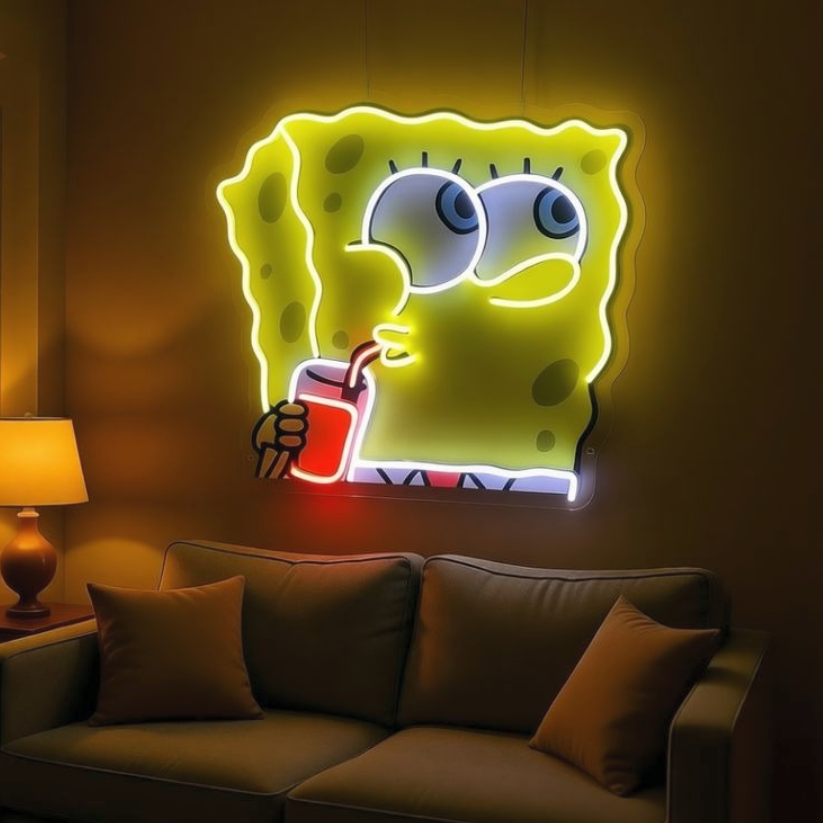 Bright Yellow Spongebob LED Neon Light 1.5 by 1.5 ft