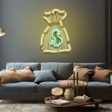Money Bag UV Neon Sign 1.5 x 1 ft